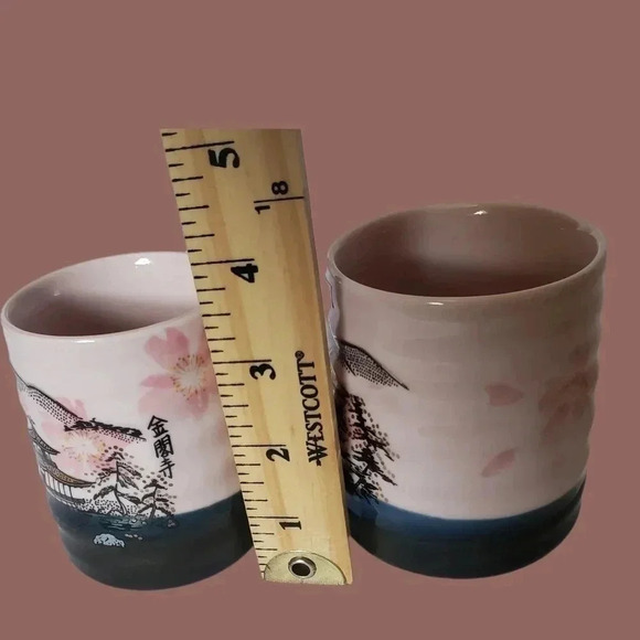 -Tea cup Japanese pottery pink and black - Picture 5 of 9